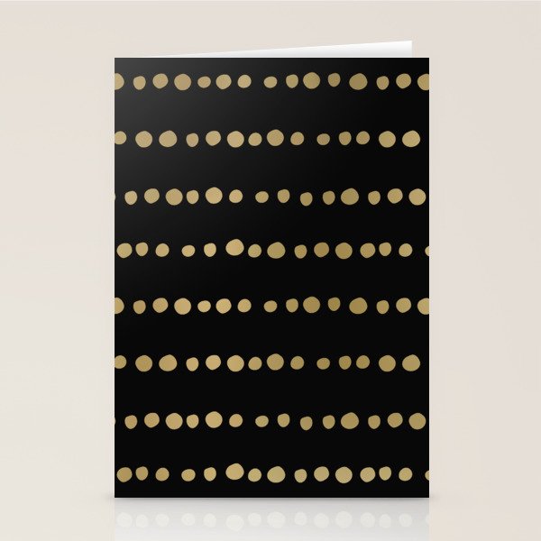 Boho Mudcloth Dots Pattern, Black and Gold Stationery Card Gallery Image 1
