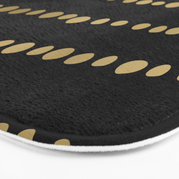 Boho Mudcloth Dots Pattern, Black and Gold Bath Mat Gallery Image 3