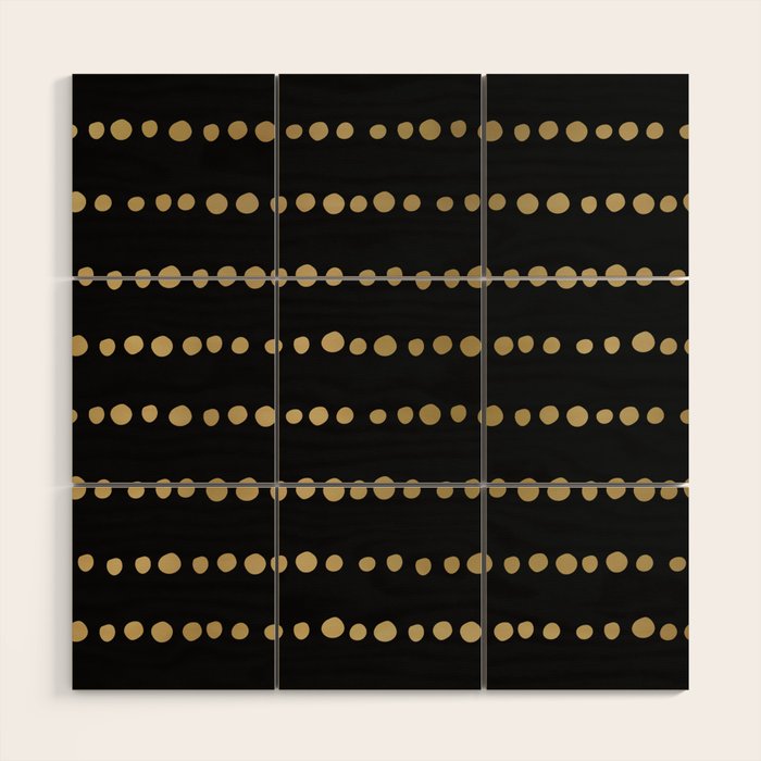 Boho Mudcloth Dots Pattern, Black and Gold Wood Wall Art Gallery Image 1