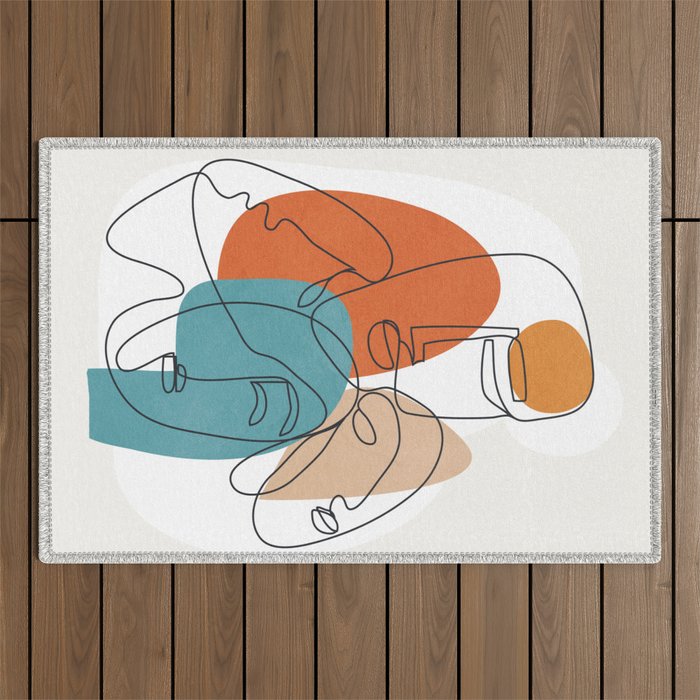 Abstract Faces 28 Outdoor Rug Gallery Image 1