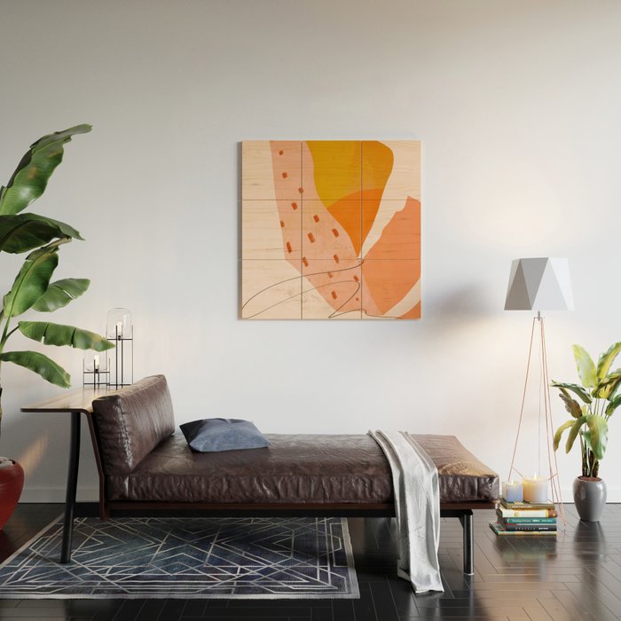 Abstract Sherbet Shapes Of Orange And Yellow. Wood Wall Art Gallery Image 2