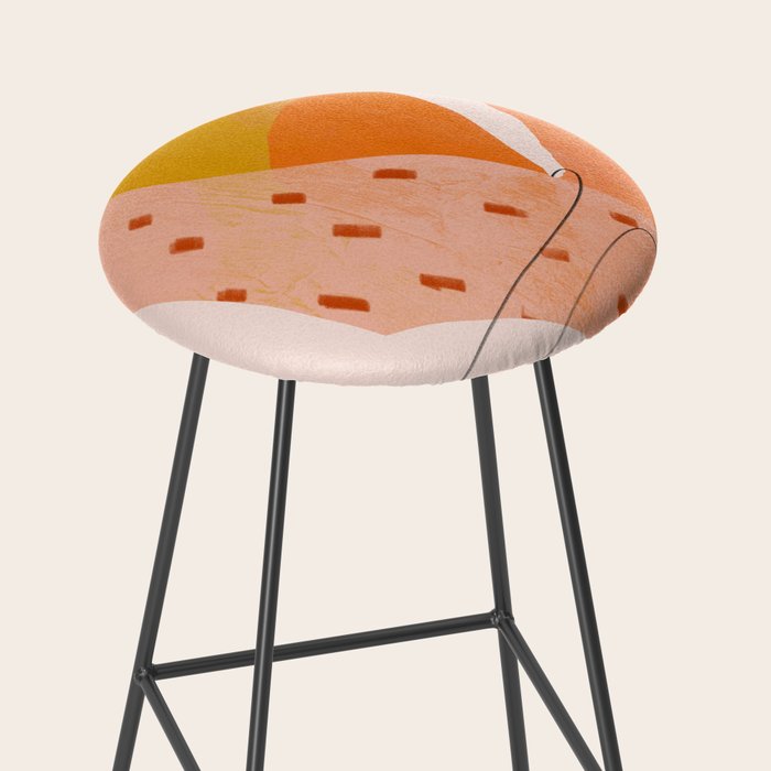 Abstract Sherbet Shapes Of Orange And Yellow. Stool Gallery Image 2