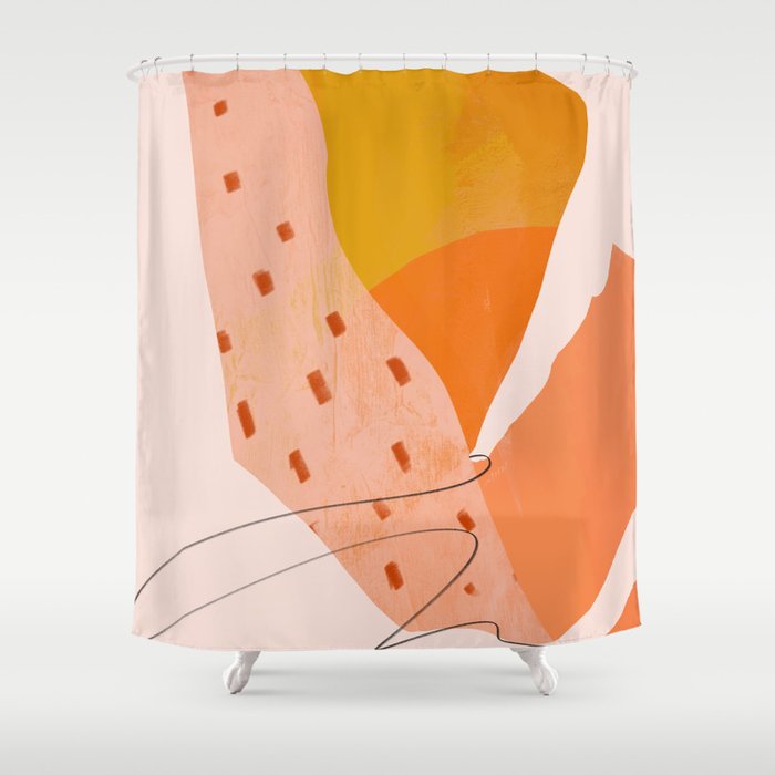Abstract Sherbet Shapes Of Orange And Yellow. Shower Curtain Gallery Image 1