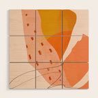 Abstract Sherbet Shapes Of Orange And Yellow. Wood Wall Art Gallery Image 1