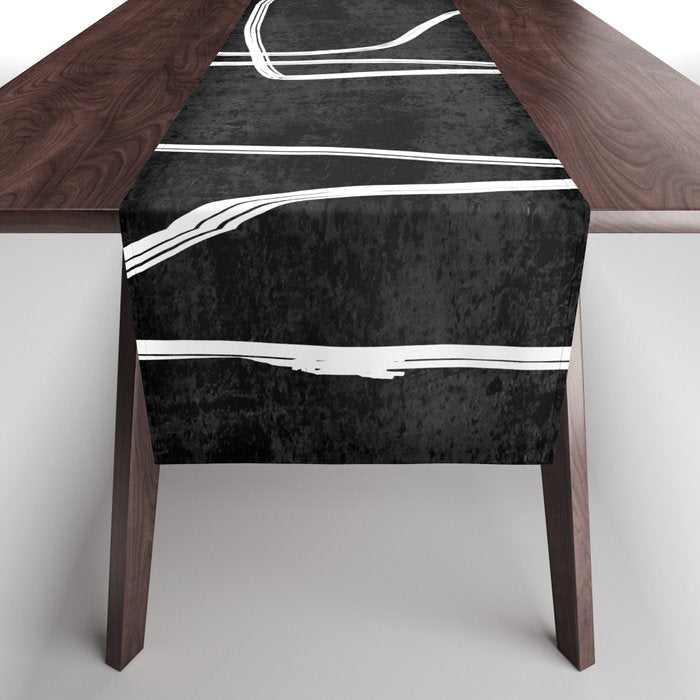 Abstract line art 22 Black And White Table Runner Gallery Image 1