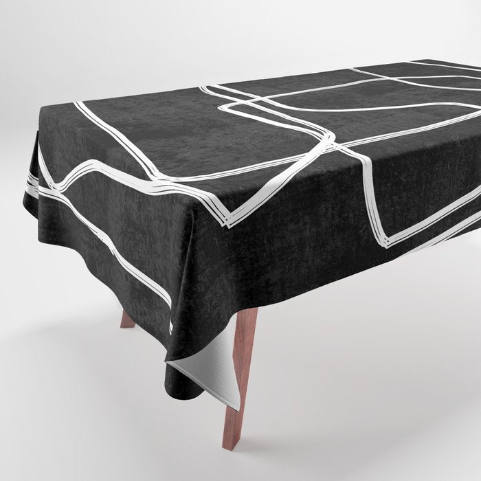Abstract line art 22 Black And White Tablecloth Gallery Image 1
