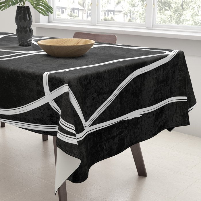 Abstract line art 22 Black And White Tablecloth Gallery Image 3