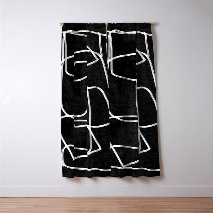 Abstract line art 22 Black And White Window Curtain Gallery Image 3