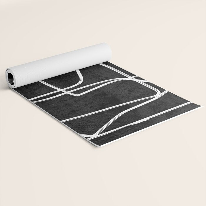 Abstract line art 22 Black And White Yoga Mat Gallery Image 2