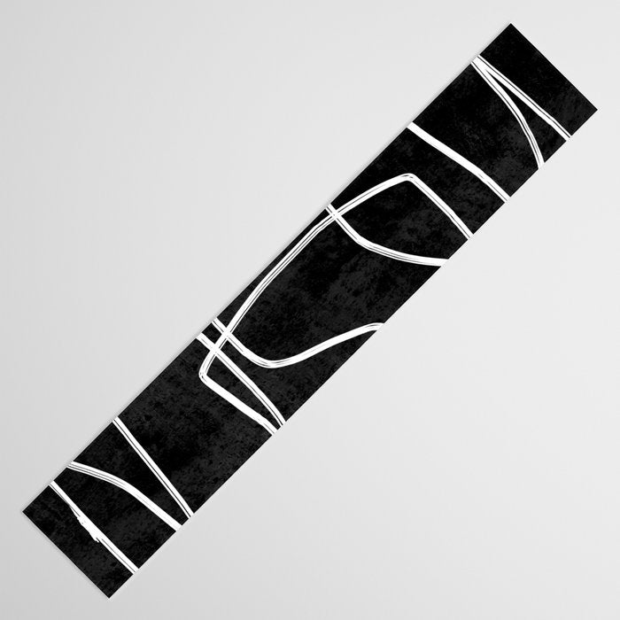 Abstract line art 22 Black And White Table Runner Gallery Image 3