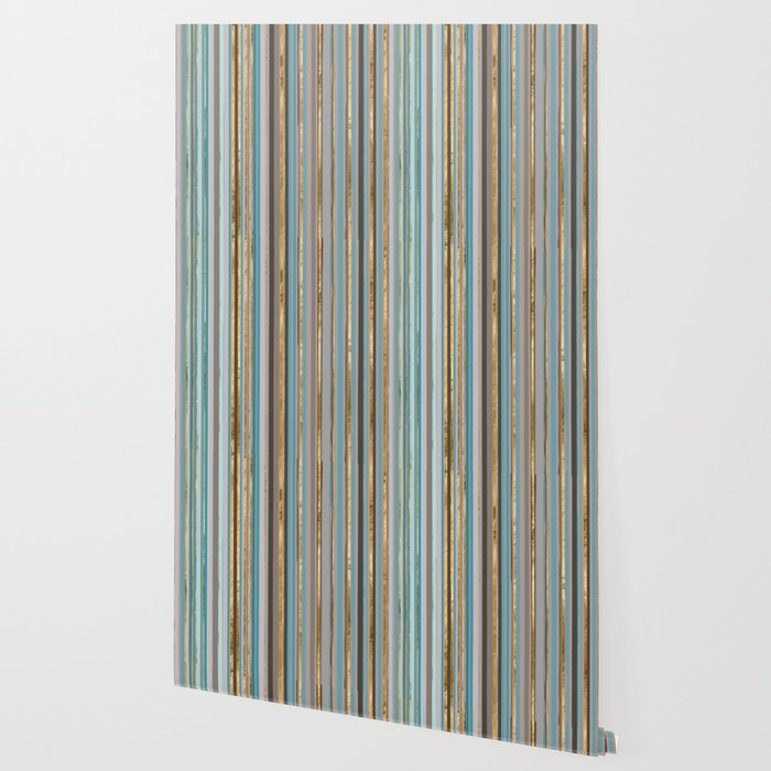 Taupe, gold and teal stripes Wallpaper Gallery Image 2