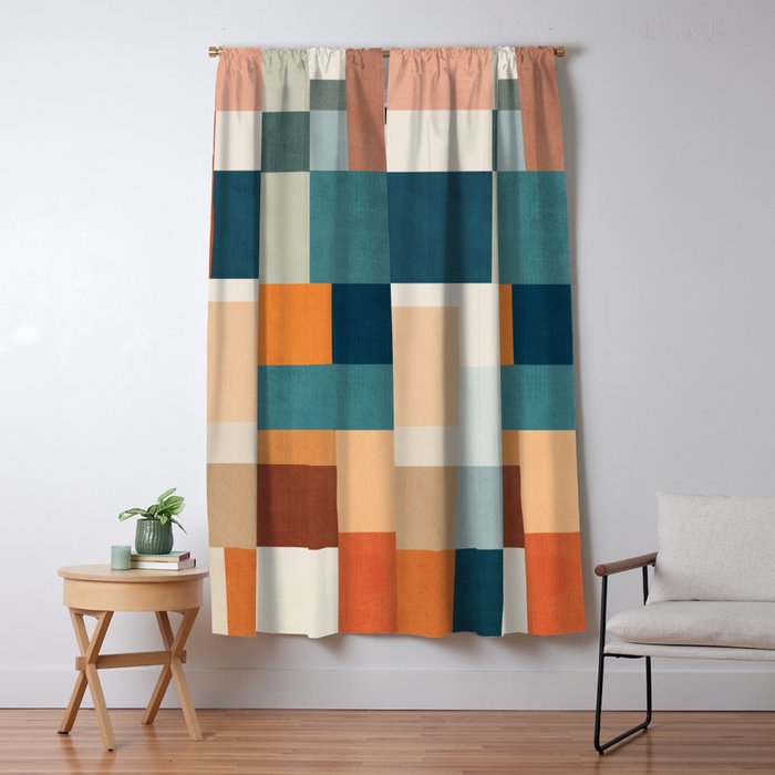 Modern Geometric Abstract Mid-Century Artwork Window Curtain Gallery Image 5