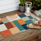 Modern Geometric Abstract Mid-Century Artwork Outdoor Rug Gallery Image 2