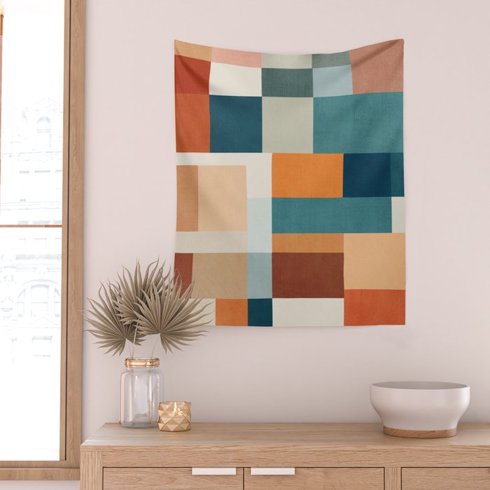 Modern Geometric Abstract Mid-Century Artwork Wall Tapestry Gallery Image 2
