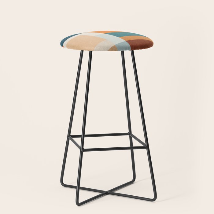 Modern Geometric Abstract Mid-Century Artwork Stool Gallery Image 1