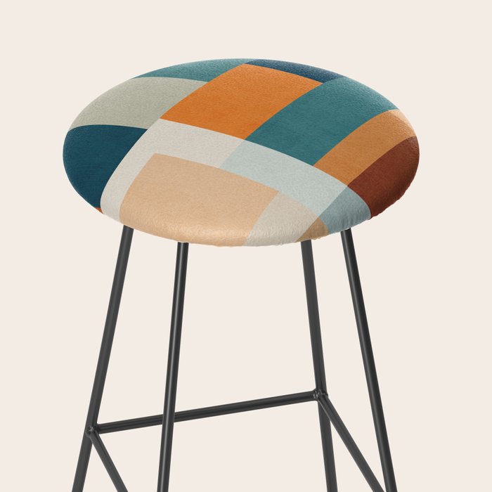 Modern Geometric Abstract Mid-Century Artwork Stool Gallery Image 2