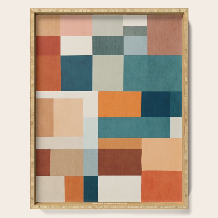 Modern Geometric Abstract Mid-Century Artwork Serving Tray Gallery Image 1