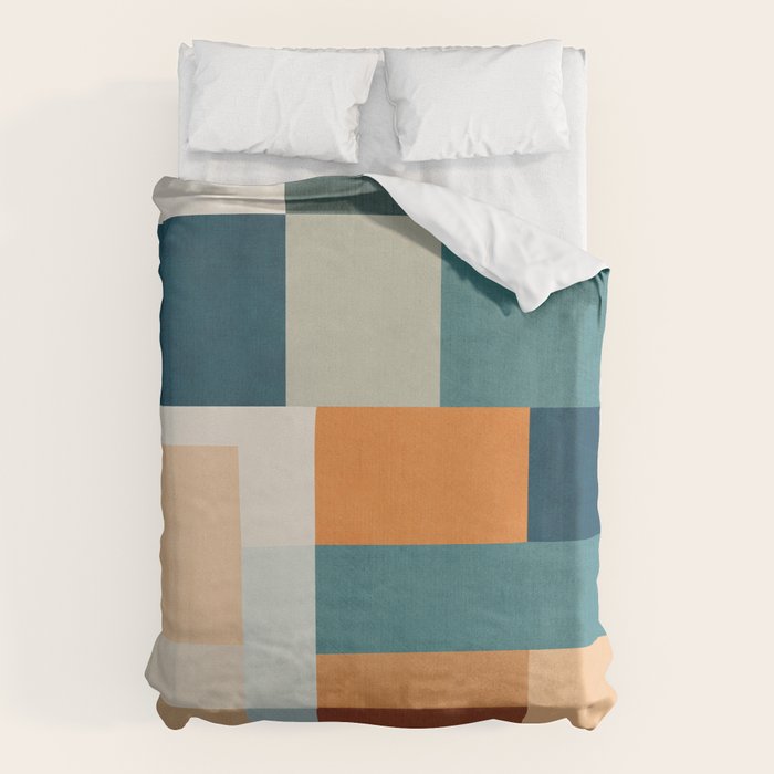 Modern Geometric Abstract Mid-Century Artwork Duvet Cover Gallery Image 1