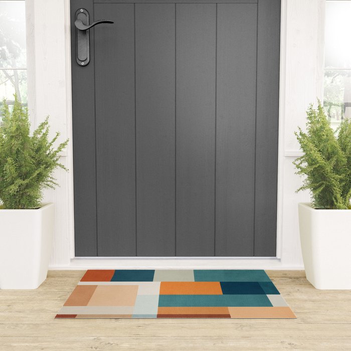 Modern Geometric Abstract Mid-Century Artwork Welcome Mat Gallery Image 3