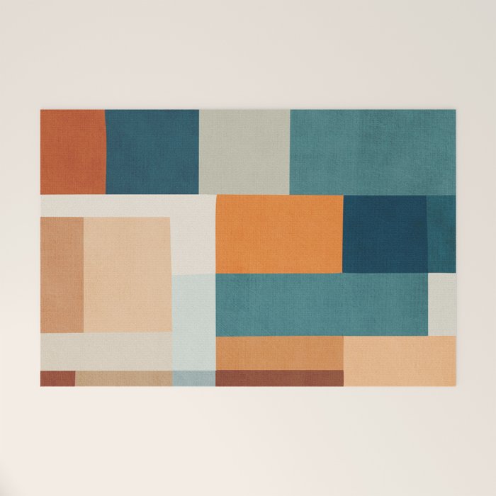 Modern Geometric Abstract Mid-Century Artwork Welcome Mat Gallery Image 1