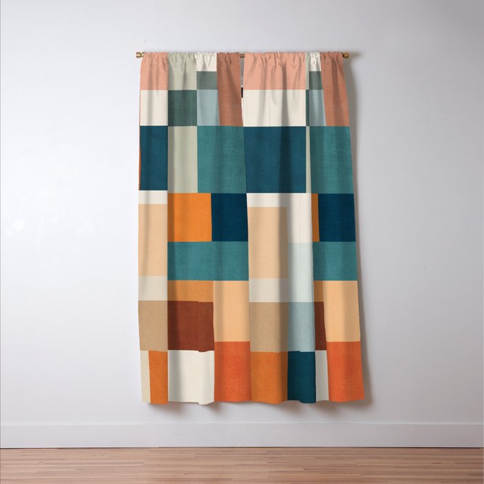 Modern Geometric Abstract Mid-Century Artwork Window Curtain Gallery Image 3