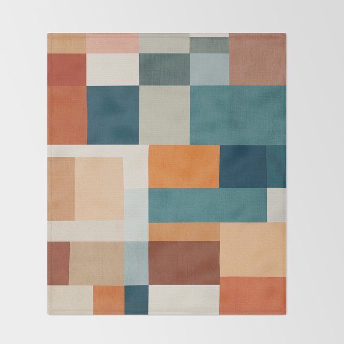 Modern Geometric Abstract Mid-Century Artwork Throw Blanket Gallery Image 2