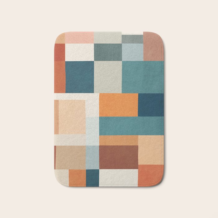 Modern Geometric Abstract Mid-Century Artwork Bath Mat Gallery Image 1