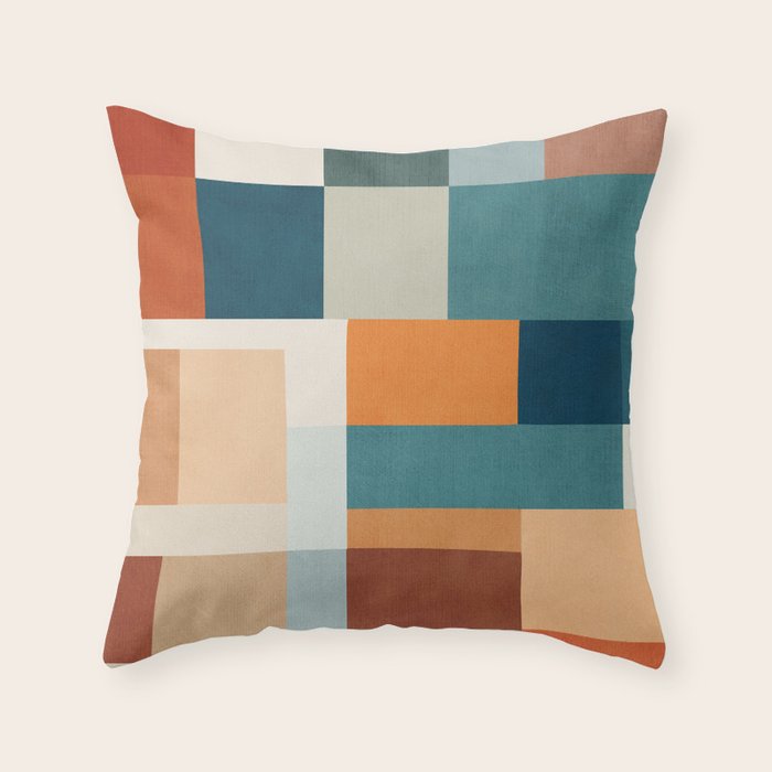 Modern Geometric Abstract Mid-Century Artwork Throw Pillow Gallery Image 6
