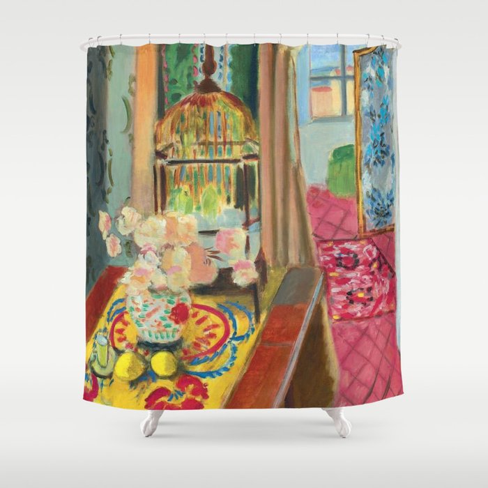 Henri Matisse Interior with Flowers & Parakeets II Shower Curtain Gallery Image 1