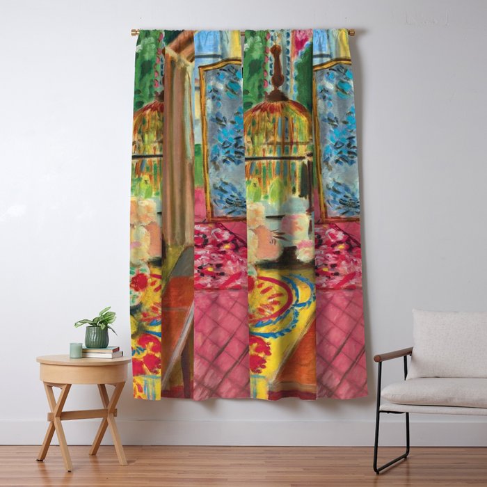 Henri Matisse Interior with Flowers & Parakeets II Window Curtain Gallery Image 1