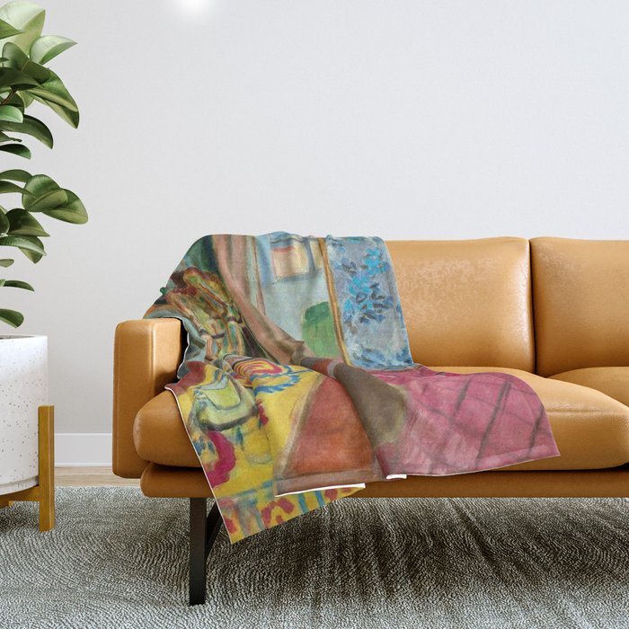 Henri Matisse Interior with Flowers & Parakeets II Throw Blanket Gallery Image 1