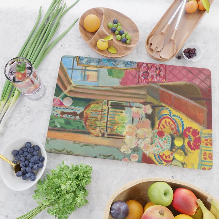 Henri Matisse Interior with Flowers & Parakeets II Cutting Board Gallery Image 2