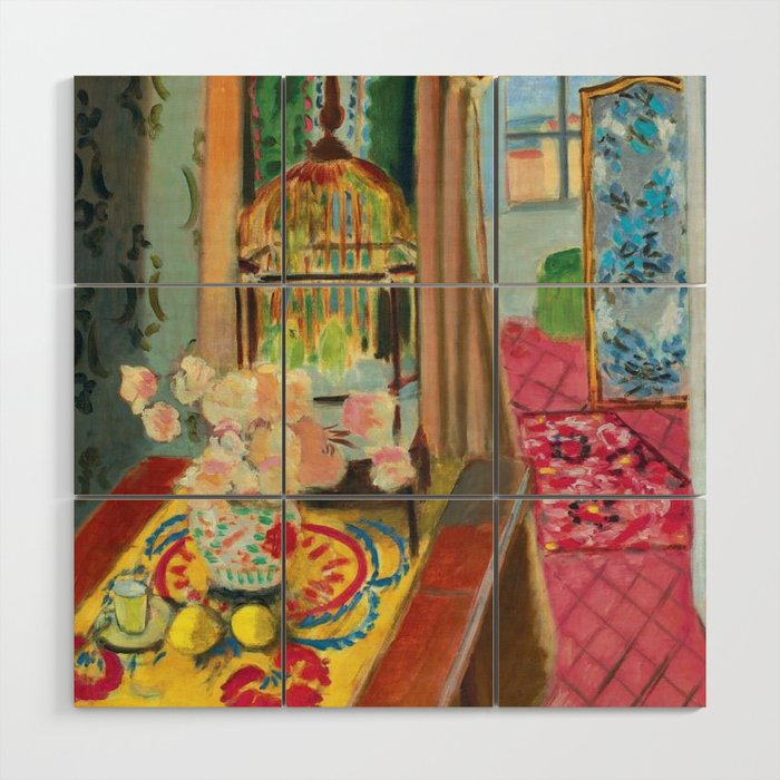 Henri Matisse Interior with Flowers & Parakeets II Wood Wall Art Gallery Image 1