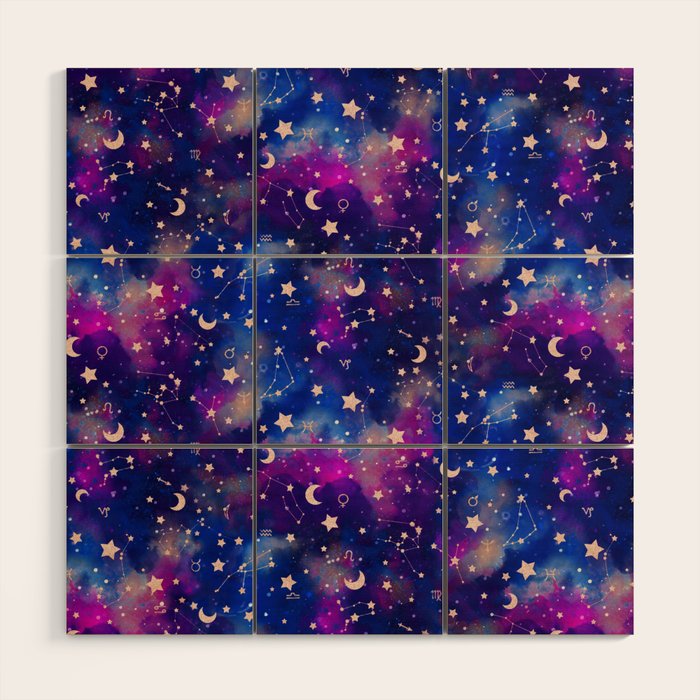 Zodiac - Watercolor Dark Wood Wall Art Gallery Image 1