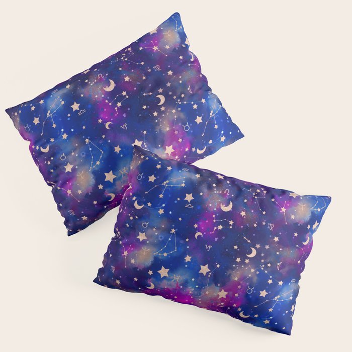 Zodiac - Watercolor Dark Pillow Sham Gallery Image 1