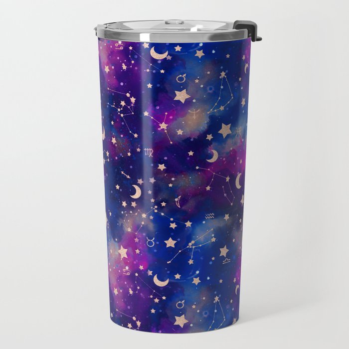 Zodiac - Watercolor Dark Travel Mug Gallery Image 2