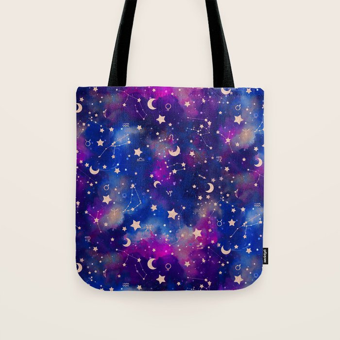 Zodiac - Watercolor Dark Tote Bag Gallery Image 1