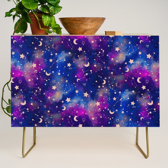 Zodiac - Watercolor Dark Credenza Gallery Image 1