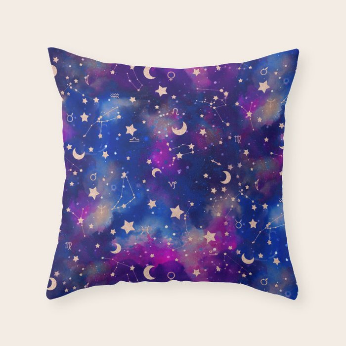 Zodiac - Watercolor Dark Throw Pillow Gallery Image 6