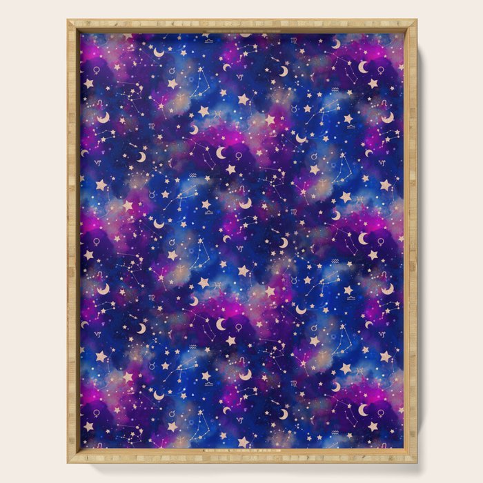 Zodiac - Watercolor Dark Serving Tray Gallery Image 1