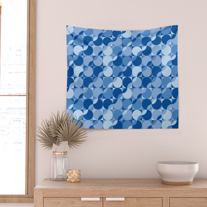 midcentury bold blue pop palette Wall Tapestry Gallery Image 2