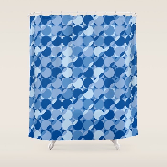 midcentury bold blue pop palette Shower Curtain Gallery Image 1