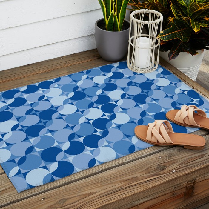 midcentury bold blue pop palette Outdoor Rug Gallery Image 2