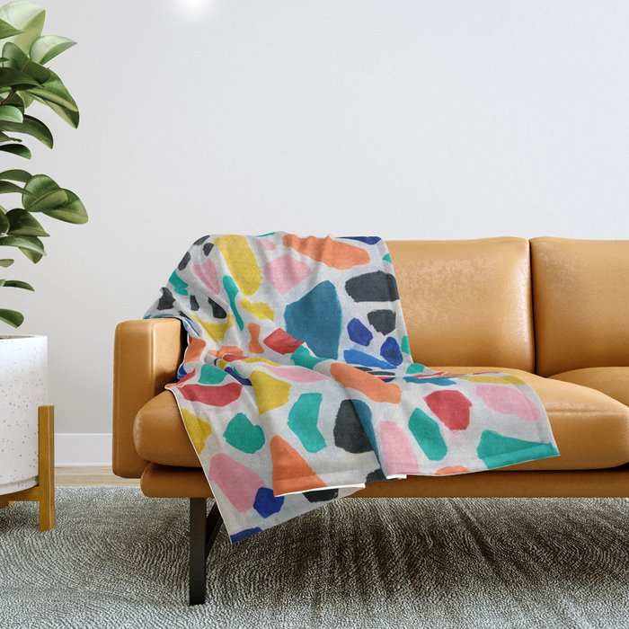 Original Painting by Ejaaz Haniff Acrylic Painting Abstract Art Shapes Pattern Fun Colorful Shapes Throw Blanket Gallery Image 1
