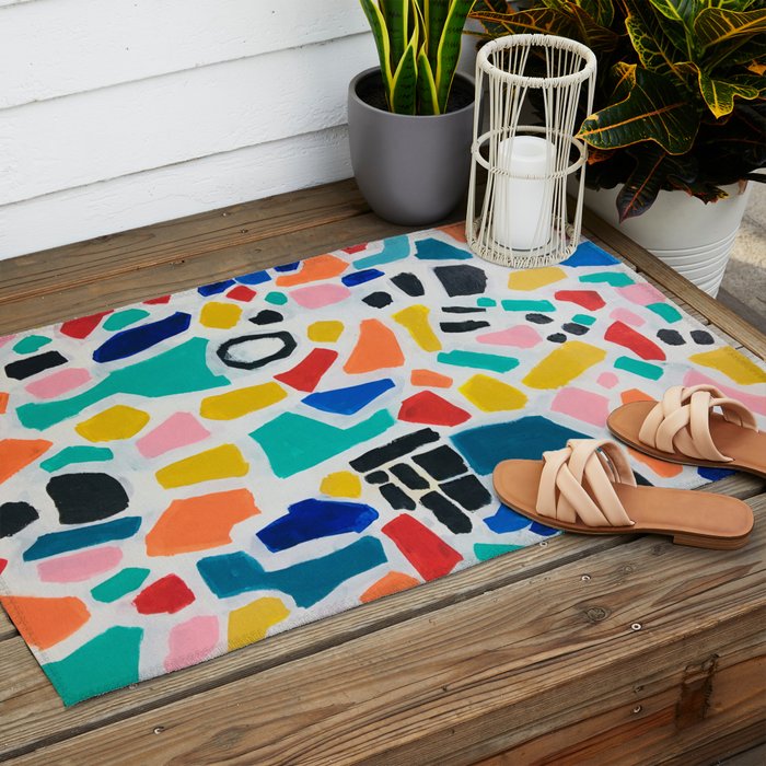 Original Painting by Ejaaz Haniff Acrylic Painting Abstract Art Shapes Pattern Fun Colorful Shapes Outdoor Rug Gallery Image 2