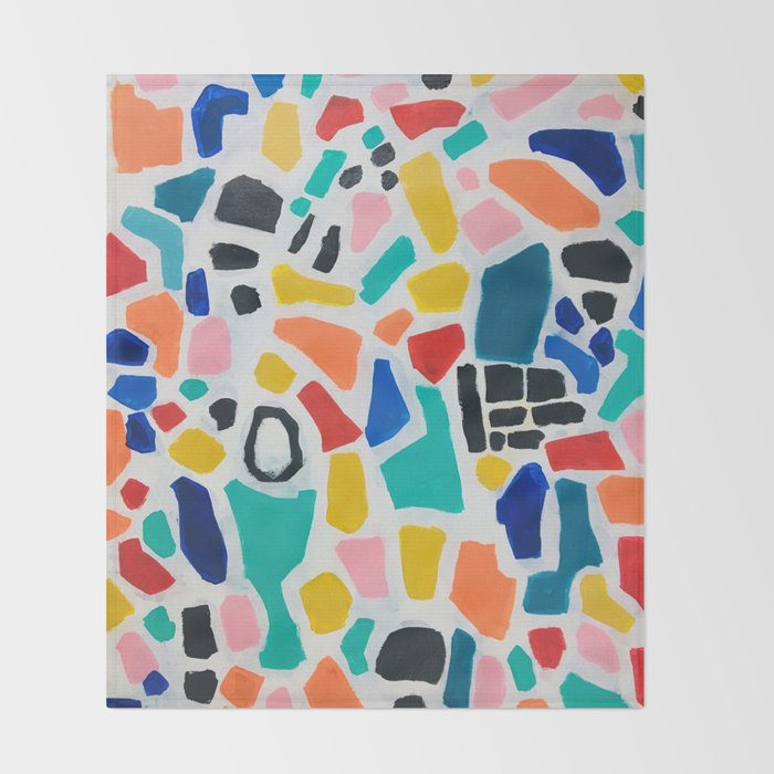Original Painting by Ejaaz Haniff Acrylic Painting Abstract Art Shapes Pattern Fun Colorful Shapes Throw Blanket Gallery Image 2