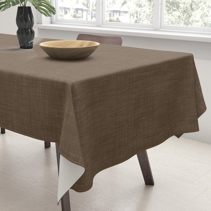 Cozy Linen Effect in Coffee Liqueur Brown Tablecloth Gallery Image 3