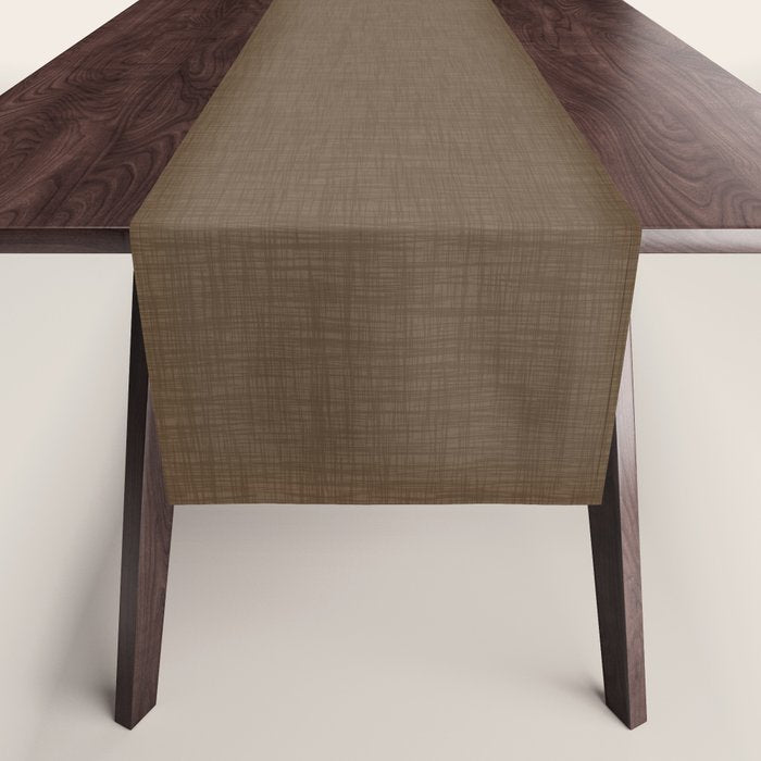 Cozy Linen Effect in Coffee Liqueur Brown Table Runner Gallery Image 1