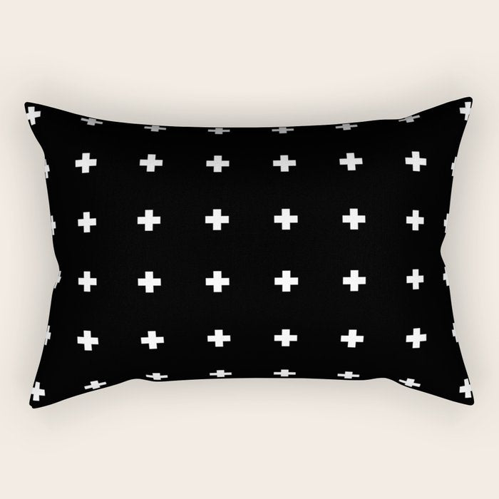 Swiss Cross Black Small Rectangular Pillow Gallery Image 2