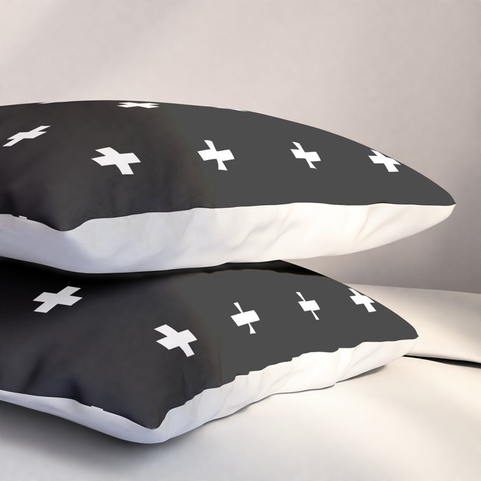 Swiss Cross Black Small Pillow Sham Gallery Image 3